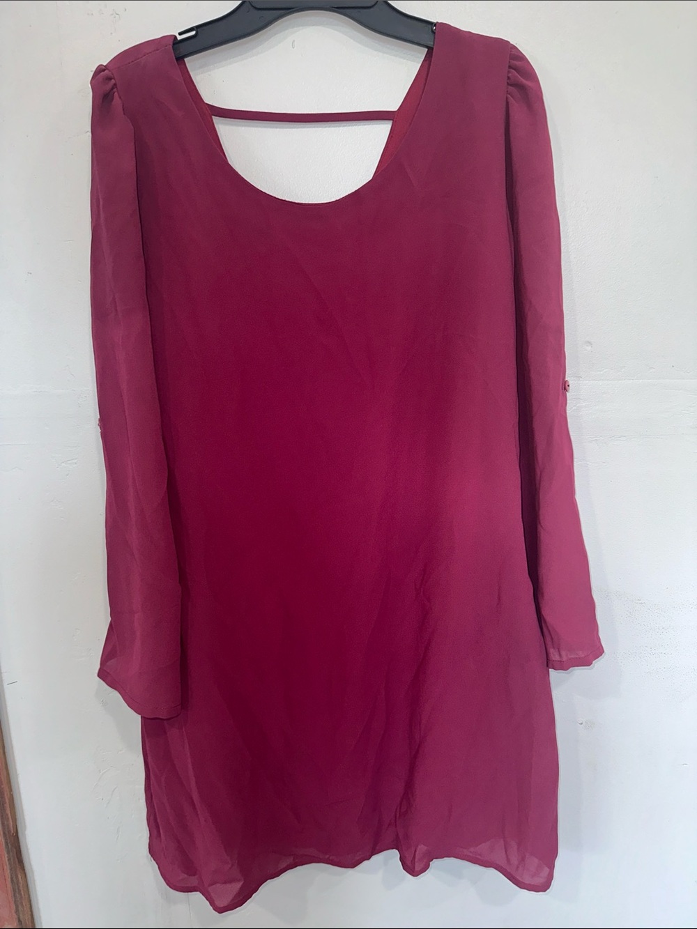 Speechless Long Sleeve Scoop Neck Dress in Berry Plum